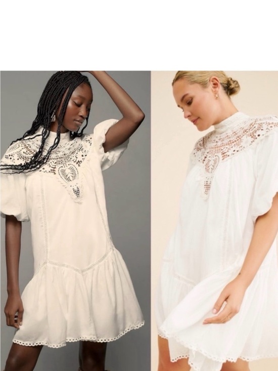 Anthropologie Dresses & Skirts - Anthropologie high neck lace tunic dress size Medium Ivory new